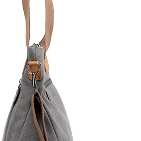 Women's Canvas Tote Bag Multi-pocket Work Shoulder Crossbody Casual - Picture 5 of 7